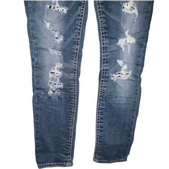 Silver Jeans Suki Mid Rise Works Distressed Denim Blue Jeans Women's Size 29 - Picture 3 of 7